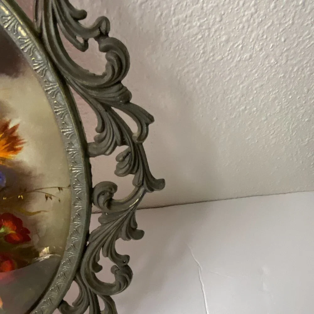 Vintage Flowers Framed Heavy Openwork Metal